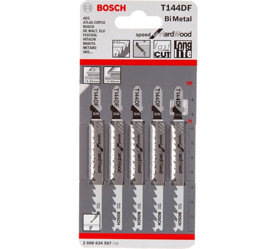 Пилки T144DF 5 шт. по дереву для лобзика Bosch 2.608.634.567
