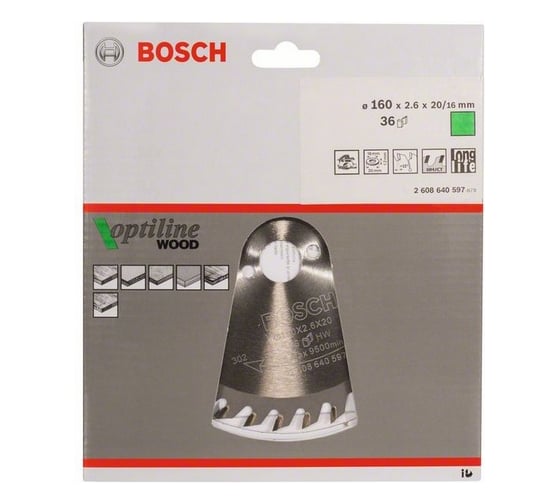 Диск пильный по древесине 160х20 мм Bosch 2.608.640.597