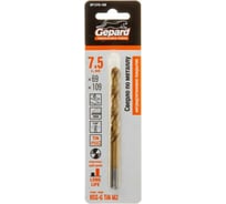 Сверло спиральное по металлу 7.5x69x109 мм, HSS TIN Gepard GP1375-109