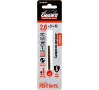 Сверло спиральное по металлу 2 шт, 2x24x49 мм, HSS-Co Gepard GP1420-049