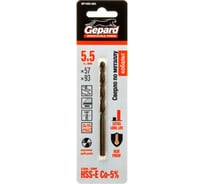 Сверло спиральное по металлу 5.5x57x93 мм, HSS-Co Gepard GP1455-093