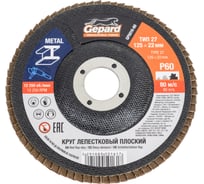 Круг лепестковый 125x22.2 мм, P60, плоский Gepard GP5016-60
