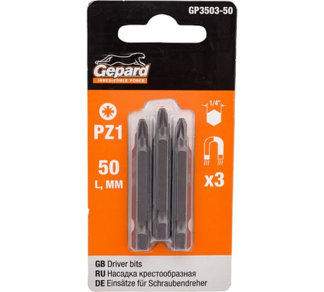 Бита магнитная для шуруповерта (3 шт; PZ1х50 мм) Gepard GP3503-50