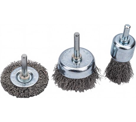 Набор щеток проволочных для дрели 3 шт, 1/4" INTERTOOL BT-0300