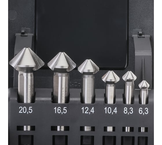 Набор зенковок 6 шт, 6.3-20.5 мм, HSSE, 90 градусов RUKO 102790ERO