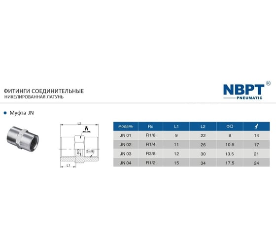Муфта JN внутренняя резьба 1/4 NBPT 54048