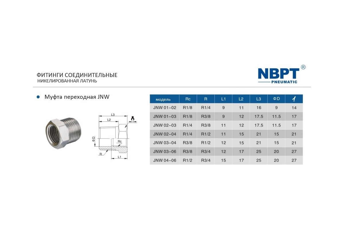 Муфта переходная JNW внутренняя резьба 3/8-1/2 NBPT 54314 - выгодная ...
