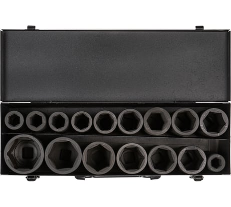 Набор головок ударных 16 шт, 17-50 мм, 90 мм, 3/4", металлический кейс Airline ATAS045