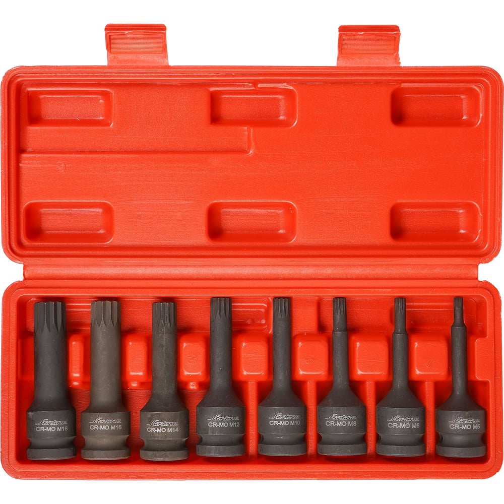 Набор головок ударных внешний SPLINE 8 шт, M5-M6-M8-M10-M12-M14-M16-M18 ...