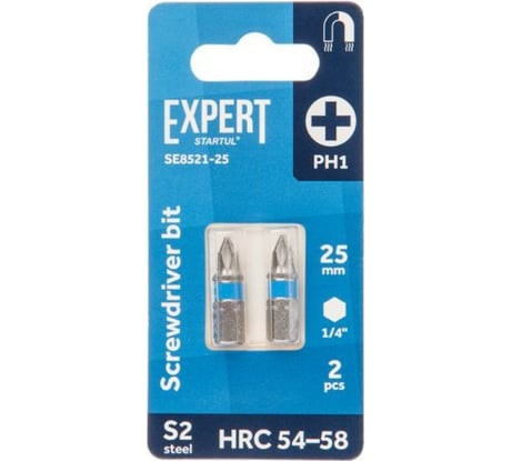 Бита магнитная для шуруповерта Expert PH1х25 мм, 2 шт STARTUL SE8521-25