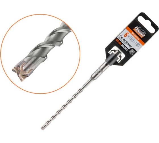 Бур сверло 6x100x160 мм, SDS-plus, Quadro-x GEPARD GP1206-160