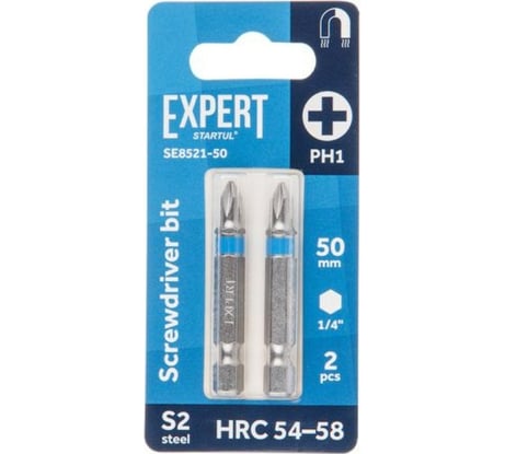 Бита магнитная для шуруповерта Expert PH1х50 мм, 2 шт STARTUL SE8521-50