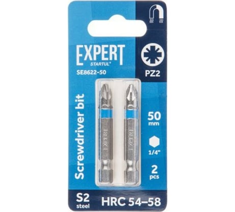 Бита магнитная для шуруповерта Expert PZ2х50 мм, 2 шт STARTUL SE8622-50