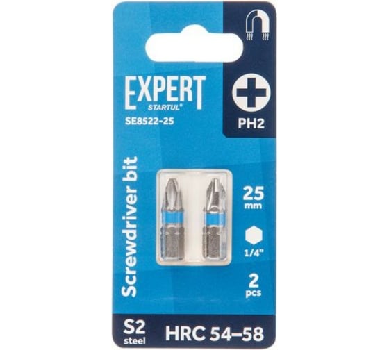 Бита магнитная для шуруповерта Expert PH2х25 мм, 2 шт STARTUL SE8522-25 1