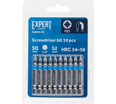 Бита магнитная для шуруповерта Expert PZ1х50 мм, 10 шт STARTUL SE8601-50