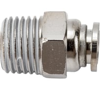 Фитинг цанговый прямой металлический 6 мм - наружная резьба 1/4" Pegas pneumatic 6101