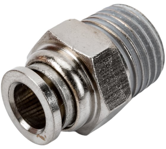 Фитинг цанговый прямой металлический 6 мм - наружная резьба 1/4" Pegas pneumatic 6101
