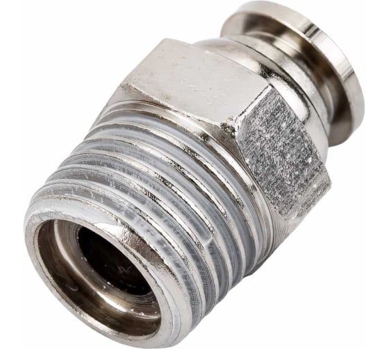 Фитинг цанговый прямой металлический 6 мм - наружная резьба 1/4" Pegas pneumatic 6101