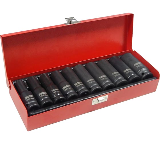 Набор головок ударных глубоких 6-гранных 10 шт, 1/2" FORCEKRAFT FK-4107-5MPB 16210 1