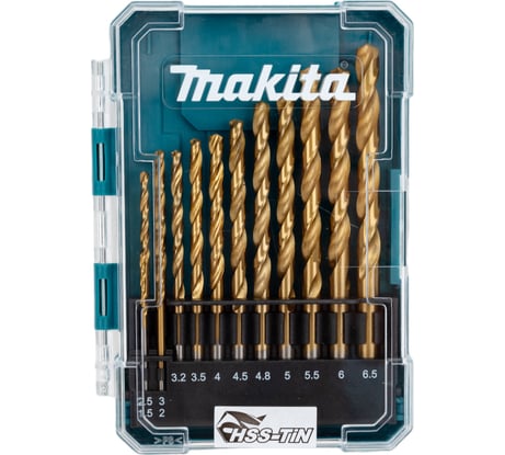 Набор сверл по металлу HSS-TiN Economy 13 шт, 1.5-6.5 мм, шаг 0.5 мм Makita D-72855