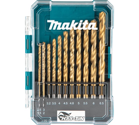 Набор сверл по металлу HSS-TiN Economy 13 шт, 1.5-6.5 мм, шаг 0.5 мм Makita D-72855