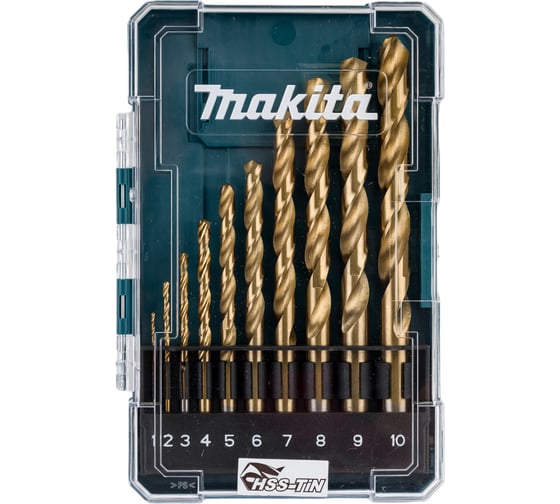 Набор сверл по металлу HSS-TiN Economy 10 шт.,1-10 мм Makita D-72849