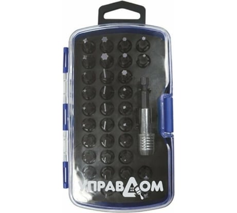 Набор бит CrV 34 шт с быстрозажимным адаптером, Управдом 4100002170