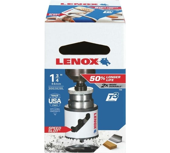 Коронка биметаллическая T2 28L 1/BX 44 мм, 1 3/4" Lenox 3002828L