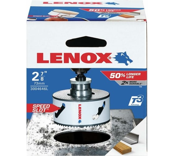 Коронка биметаллическая T2 46L 1/BX 73 мм, 2 7/8" Lenox 3004646L