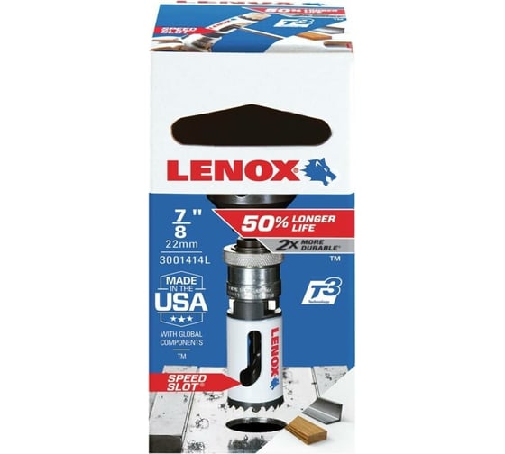 Коронка биметаллическая T2 14L 1/BX 22 мм, 7/8" Lenox 3001414L