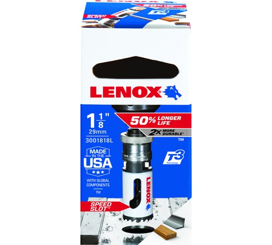 Коронка биметаллическая T2 18L 1/BX 29 мм, 1 1/8" Lenox 3001818L