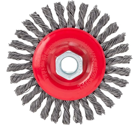 Щетка-крацовка дисковая, плетенная стальная проволока, 100 мм, М14 GROSSMEISTER 021128001