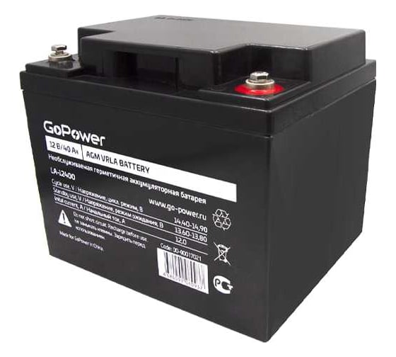 Аккумулятор свинцово-кислотный LA-12400 12V 40Ah GoPower 00-00017021