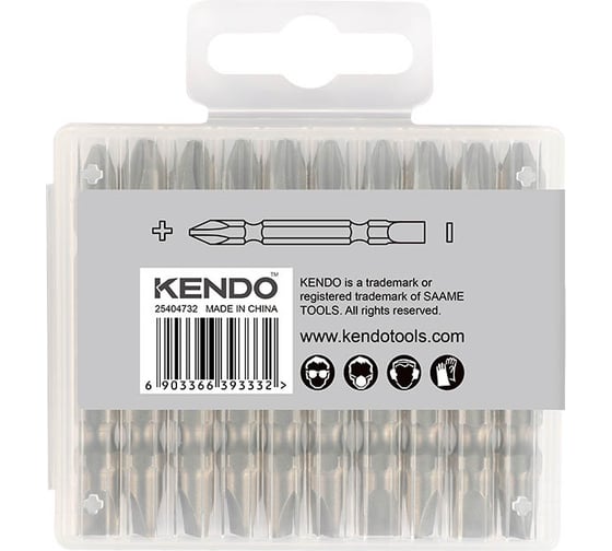 Набор двусторонних бит 10 шт, PH2/SL6, 65 мм KENDO 25404732