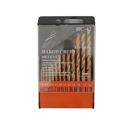 Набор сверл по металлу НС42 (13 шт; от 2 до 8 мм, шаг 0.5 мм, Р6М5 TiN) ИПК naborsverlNS42