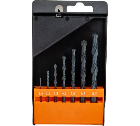 Набор сверл по металлу НС12 (7 шт; от 1.6 до 8.5 мм; Р6М5) ИПК naborsverlNS12