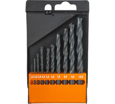 Набор сверл по металлу НС9 (10 шт; от 1 до 10 мм, шаг 1 мм; Р6М5) ИПК naborsverlNS9