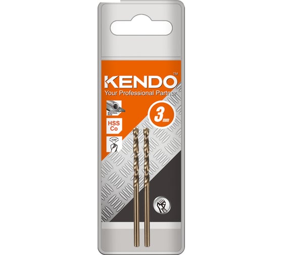Сверло спиральное 2 шт, 3х61 мм, HSS-Co KENDO 10303005