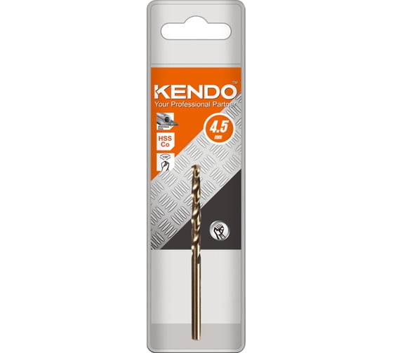 Сверло спиральное 4.5x80 мм, HSS-Co KENDO 10304504