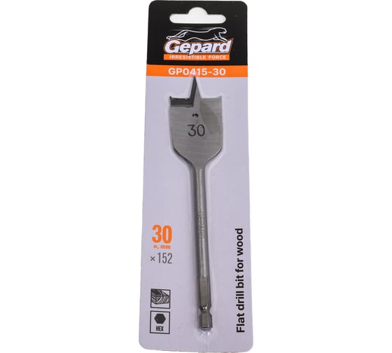 Сверло перьевое по дереву 30x152 мм GEPARD GP0415-30 1