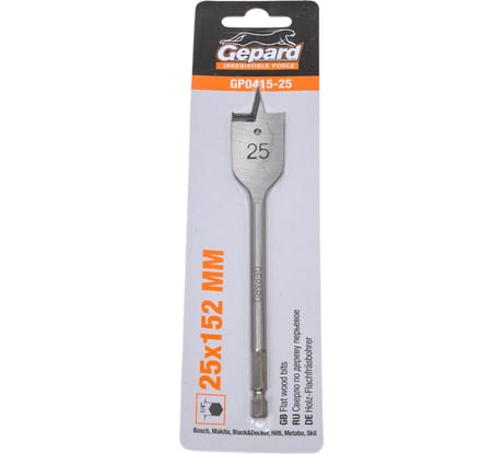 Сверло перьевое по дереву 25x152 мм GEPARD GP0415-25