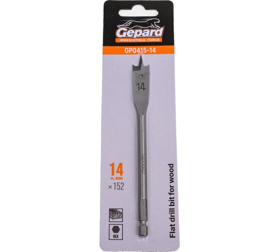 Сверло перьевое по дереву 14x152 мм GEPARD GP0415-14 1