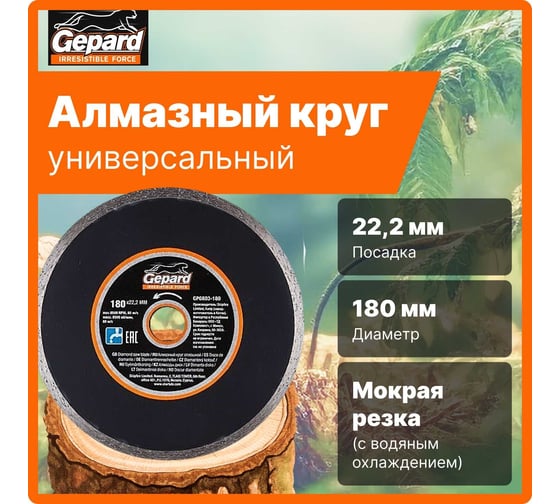 Круг алмазный сплошной 180x22 мм Gepard GP0803-180