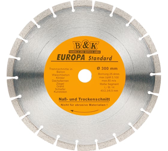 Алмазный диск сегментированный Europa 300х25.4 мм S.E.B. 106AG-E30025CE