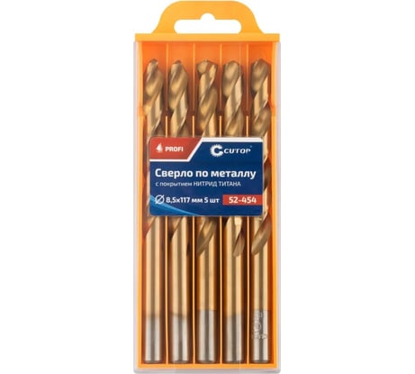 Сверло по металлу с титановым покрытием Profi 8.5x117 мм, 5 шт CUTOP 52-454