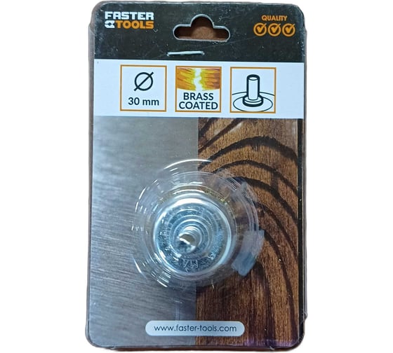 Щетка чашечная 30х30 мм, с хвостовиком, латунь FASTER TOOLS 3504