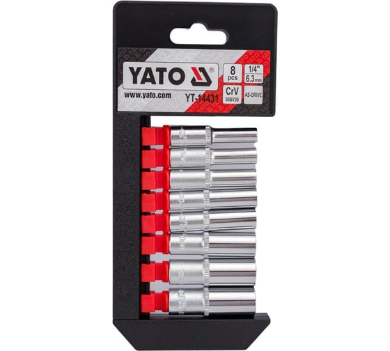 Набор головок торцевых высоких YATO 1/4", 8пр YT-14431 371414431 092 1