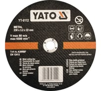 Круг отрезной по металлу 230x3.2x22 мм YATO YT-6112