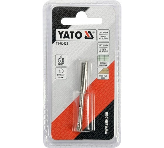 Сверло алмазное по керамограниту 5 мм YATO YT-60421