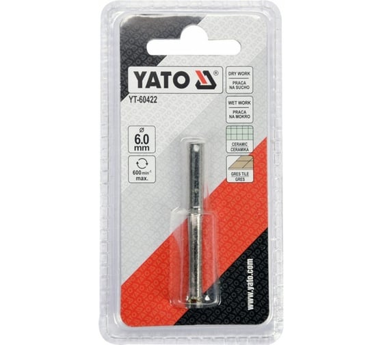Сверло алмазное по керамограниту 6 мм YATO YT-60422
